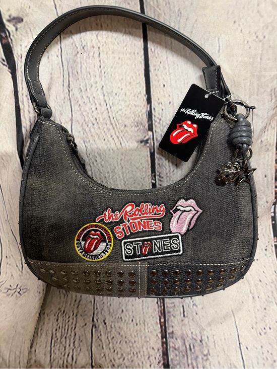 the Rolling Stones Handbags - NWT Rolling Stones Patch Black Denim Small Hobo Bag